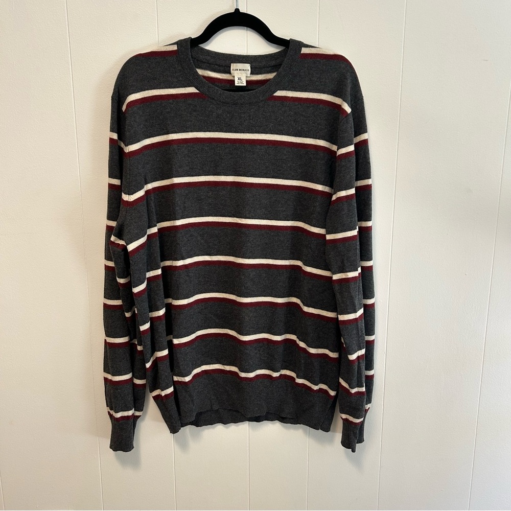 Club Monaco Men's Dark Gray Striped Sweater
